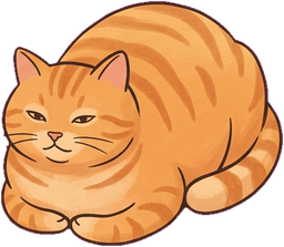 A ginger cat, settled into a loaf with its paws tucked under